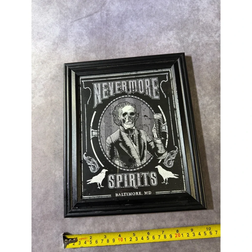 Nevermore Spirits Baltimore MD Framed Bar Mirror Edgar Allan Poe Gothic Decor
